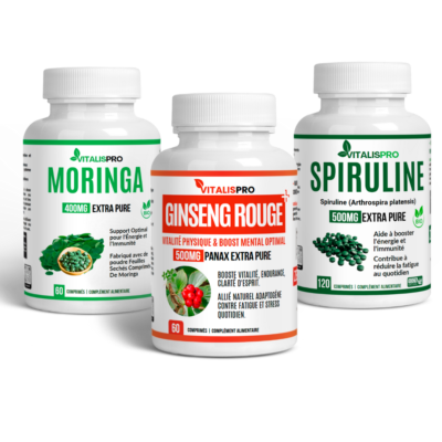 Anti-Fatigue & Énergie Maximale – Ginseng, Spiruline & Moringa pour le Fer et l'Immunité