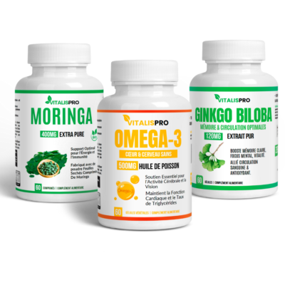 Concentration & Mémoire – Oméga 3, Ginkgo Biloba & Moringa (Soutien Cognitif)