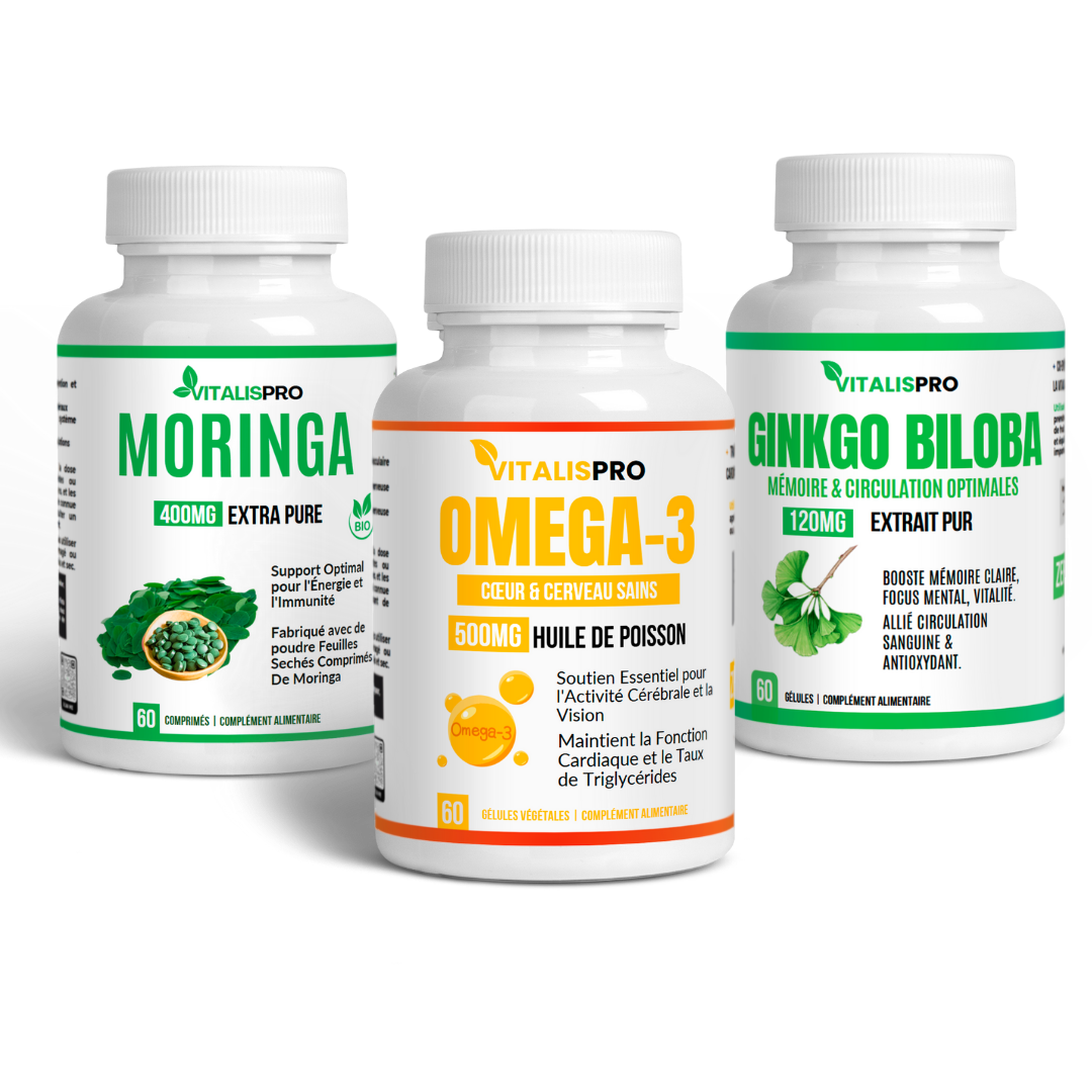 Concentration & Mémoire – Oméga 3, Ginkgo Biloba & Moringa (Soutien Cognitif) 1 Concentration & Mémoire – Oméga 3, Ginkgo Biloba & Moringa (Soutien Cognitif)