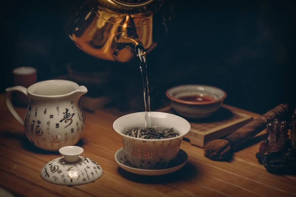 Perte de poids au naturel au Maroc : ce qui marche vraiment 14 Tasse de thé vert et feuilles de Camellia sinensis, source naturelle de catéchines et de caféine étudiées pour le métabolisme