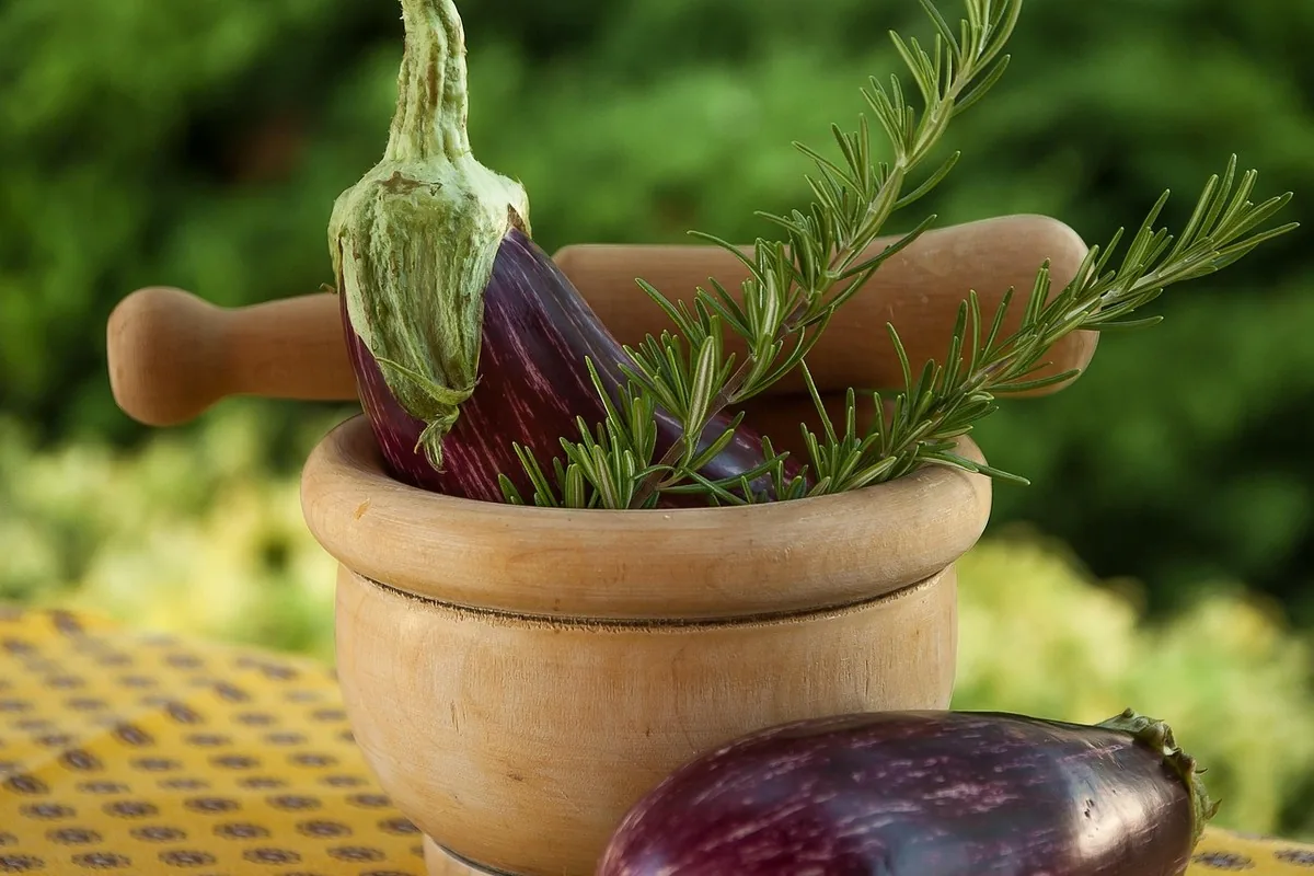 Shilajit in Morocco: Energy, Testosterone & the Science 19 Wooden mortar and pestle with herbs — evoking traditional preparation of mineral tonics