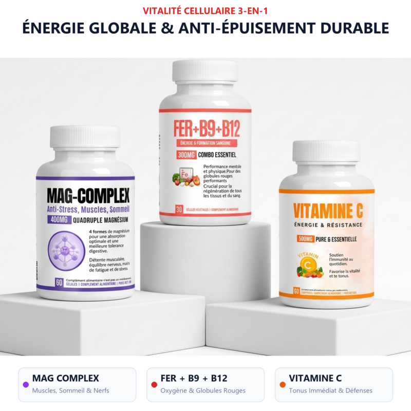 Pack Énergie Anti-Épuisement — Mag-Complex, Fer B9/B12 et Vitamine C