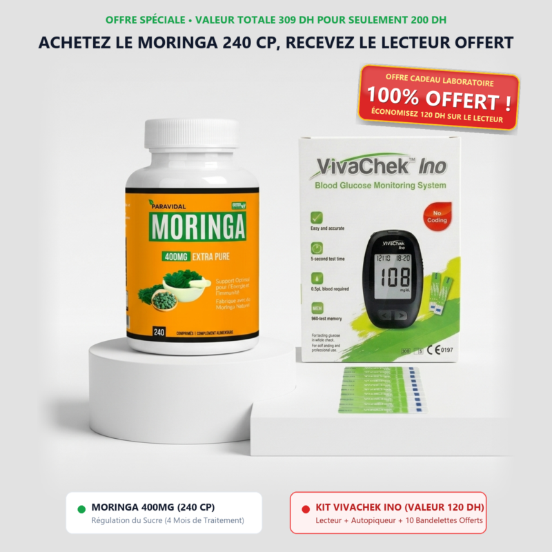 Moringa ParaVidal 400 mg with vitamin C, 240 tablets, with a free blood glucose meter