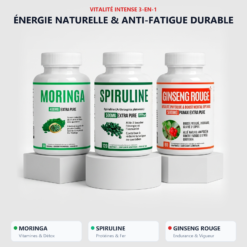 Pack trio énergie AlphaVital : moringa, spiruline et ginseng