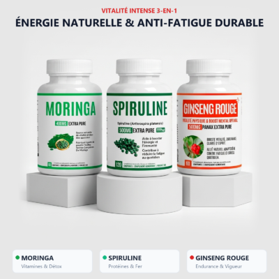 Anti-Fatigue & Énergie Maximale – Ginseng, Spiruline & Moringa pour le Fer et l'Immunité